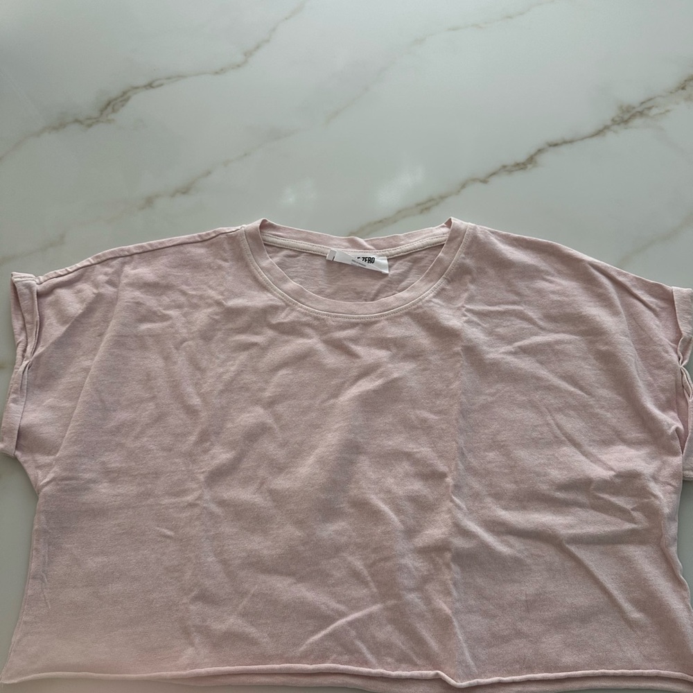 Double Zero Pink Boxy Crop T-Shirt Short Sleeve size M - Picture 7 of 8